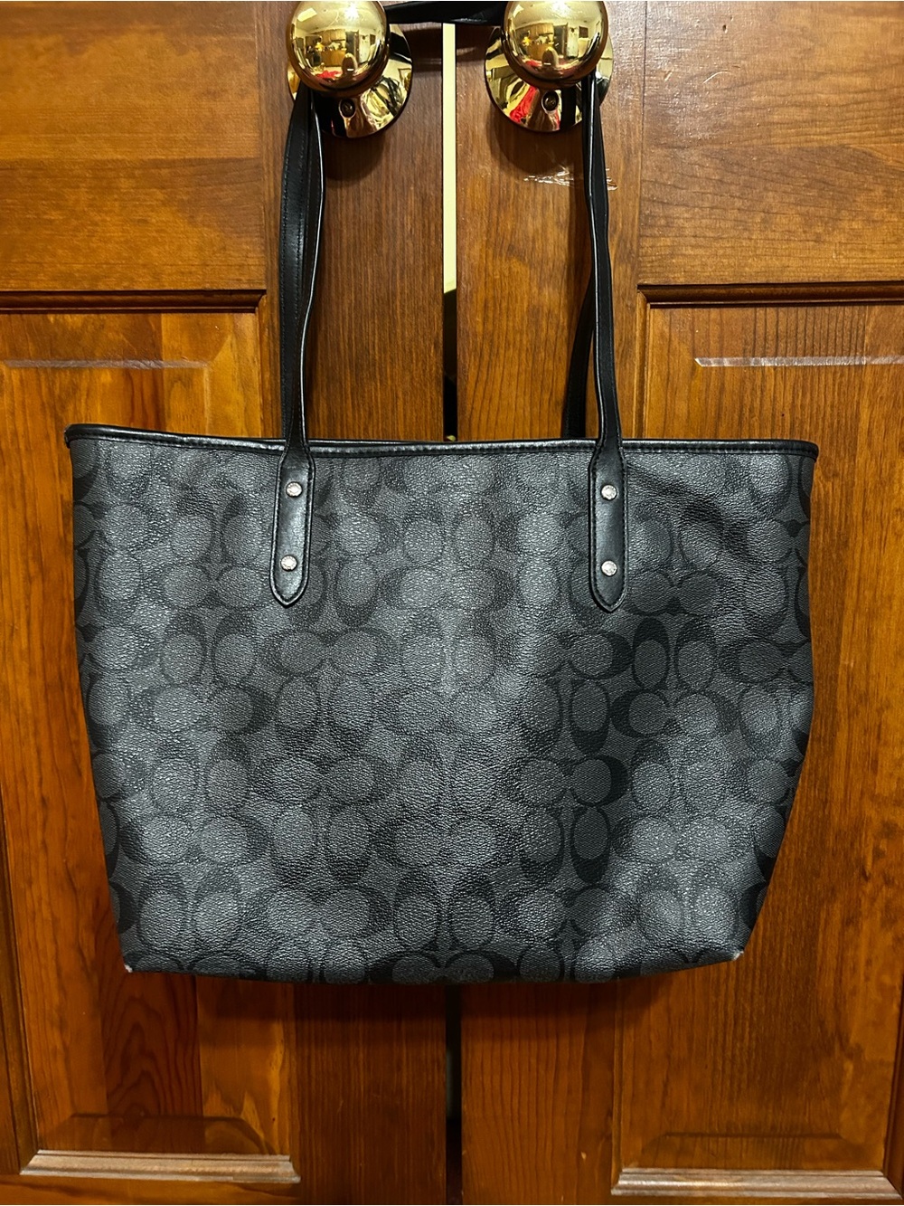 Coach Black Signature Jacquard Tote